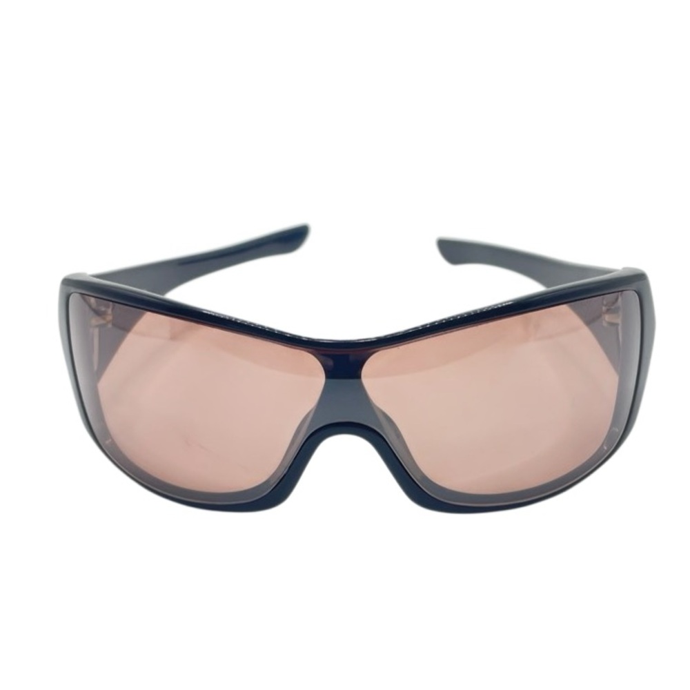 Oakley Riddle Y2K Wrap Around Sunglasses Black + Rose Tinted Lenses